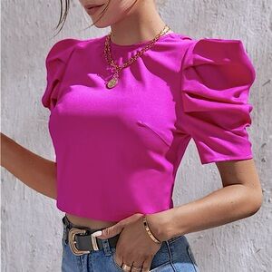 Tie Back Puff Sleeve Blouse